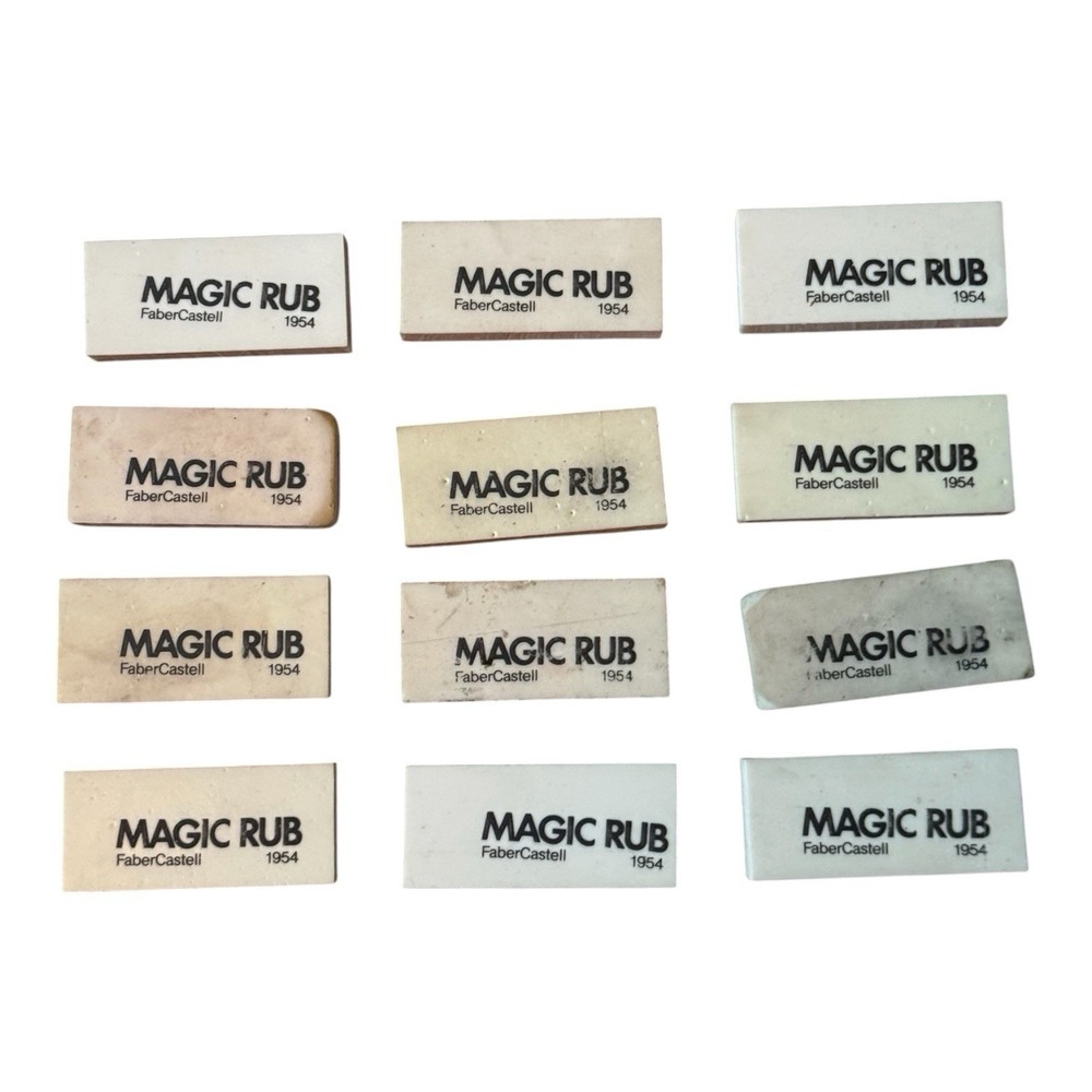 Faber-Castell Magic Rub 1954 Erasers Lot of 12 Vintage NOS & Used Drafting Art
